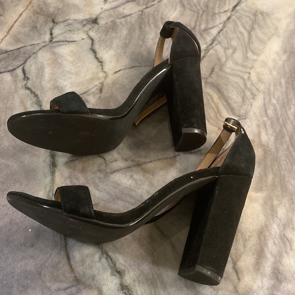 Steve Madden Carrson Suede Black Block Heels - Picture 4 of 8